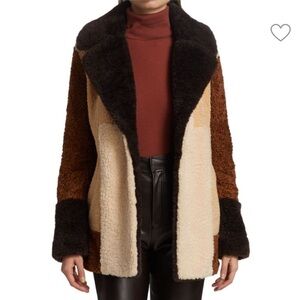 Stefan Faux Shearling Patchwork Coat